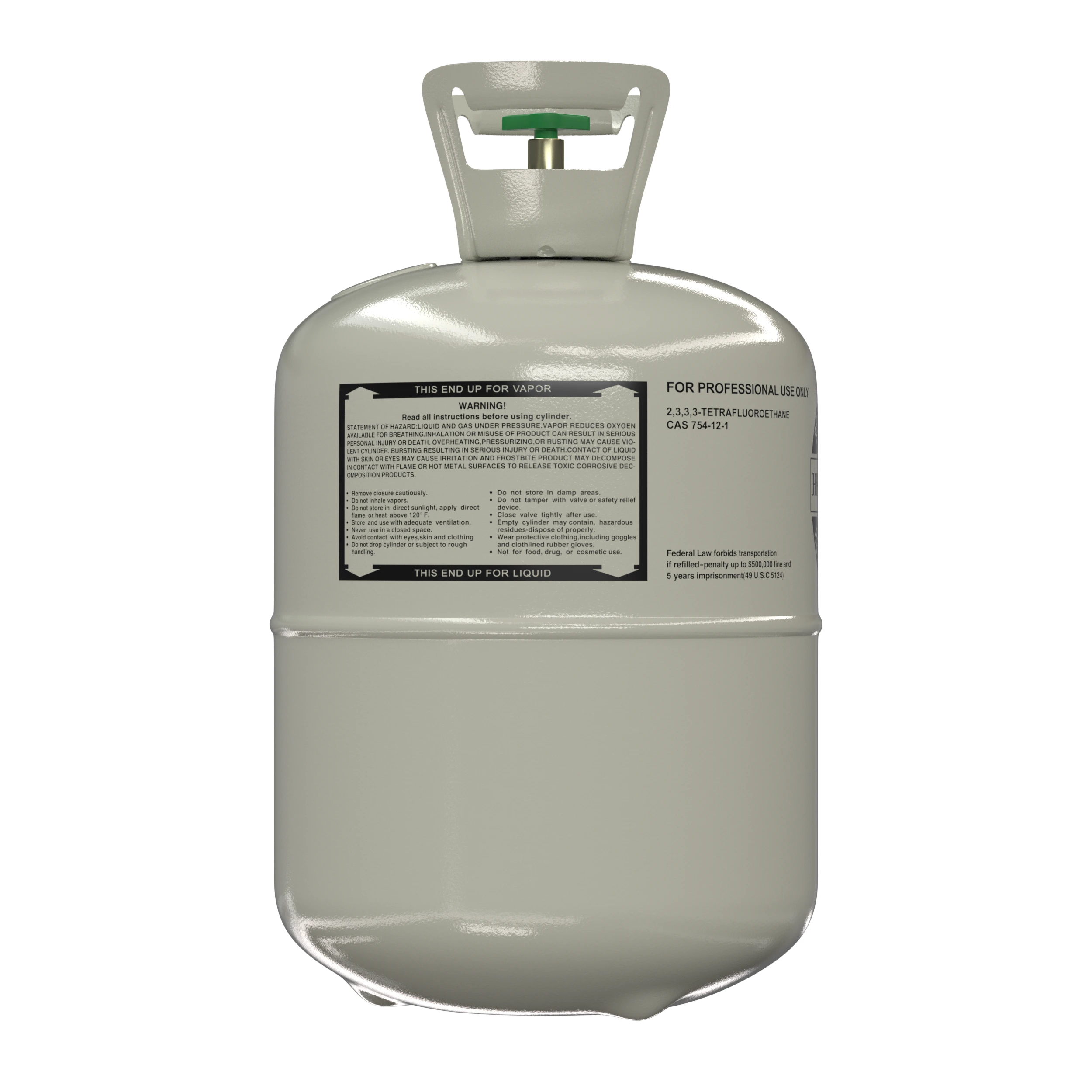 R1234YF 11 lb refrigerant cylinder rear handling and safety label