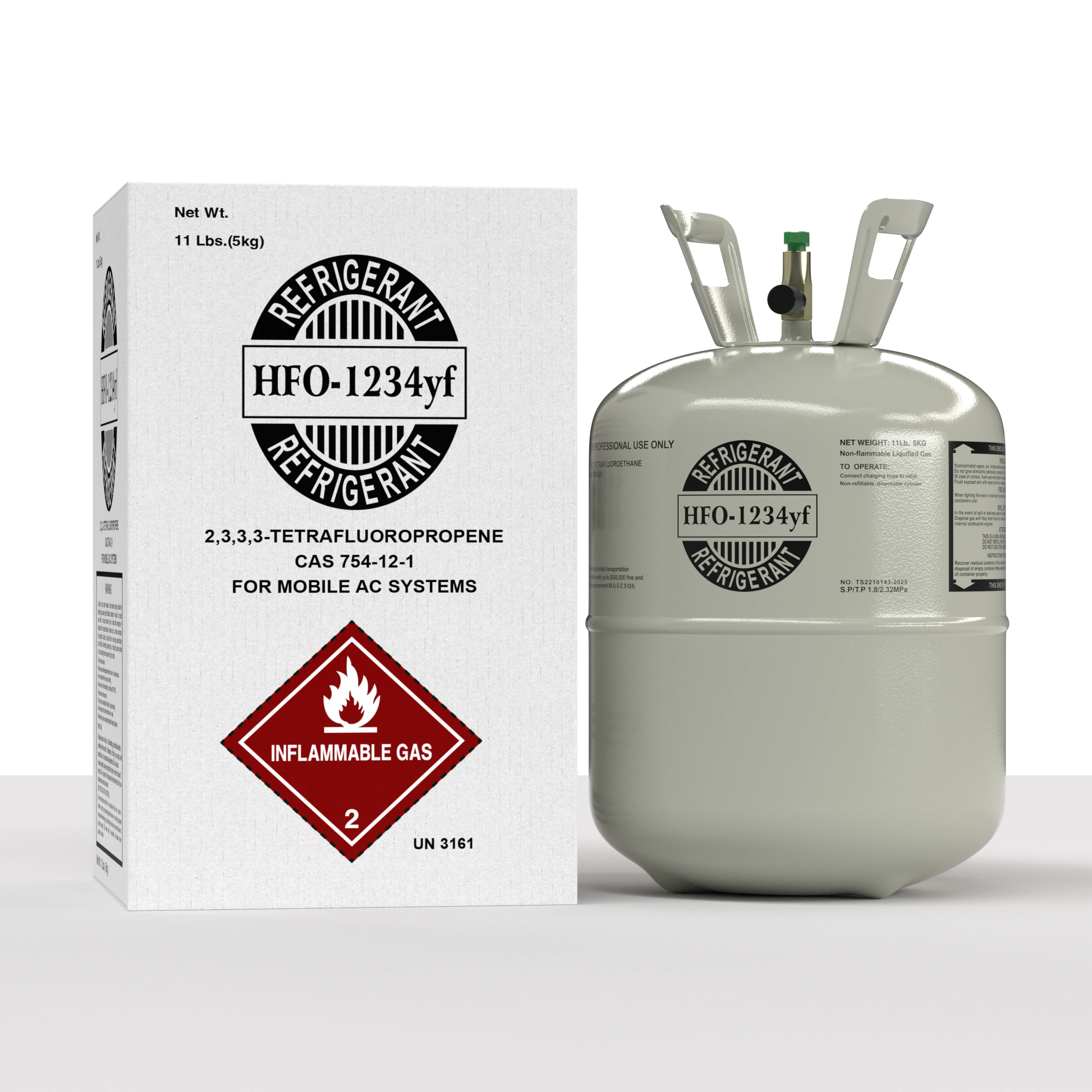R1234YF 11 lb refrigerant cylinder with shipping carton