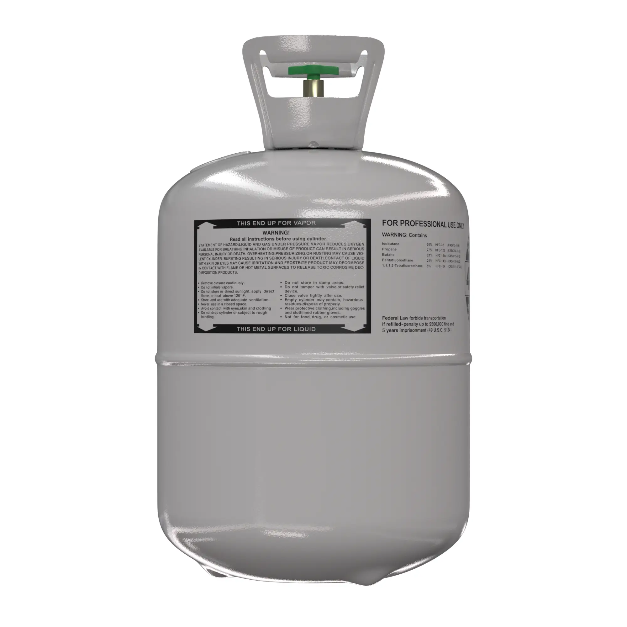 R448A 22 lb refrigerant cylinder rear handling and safety label