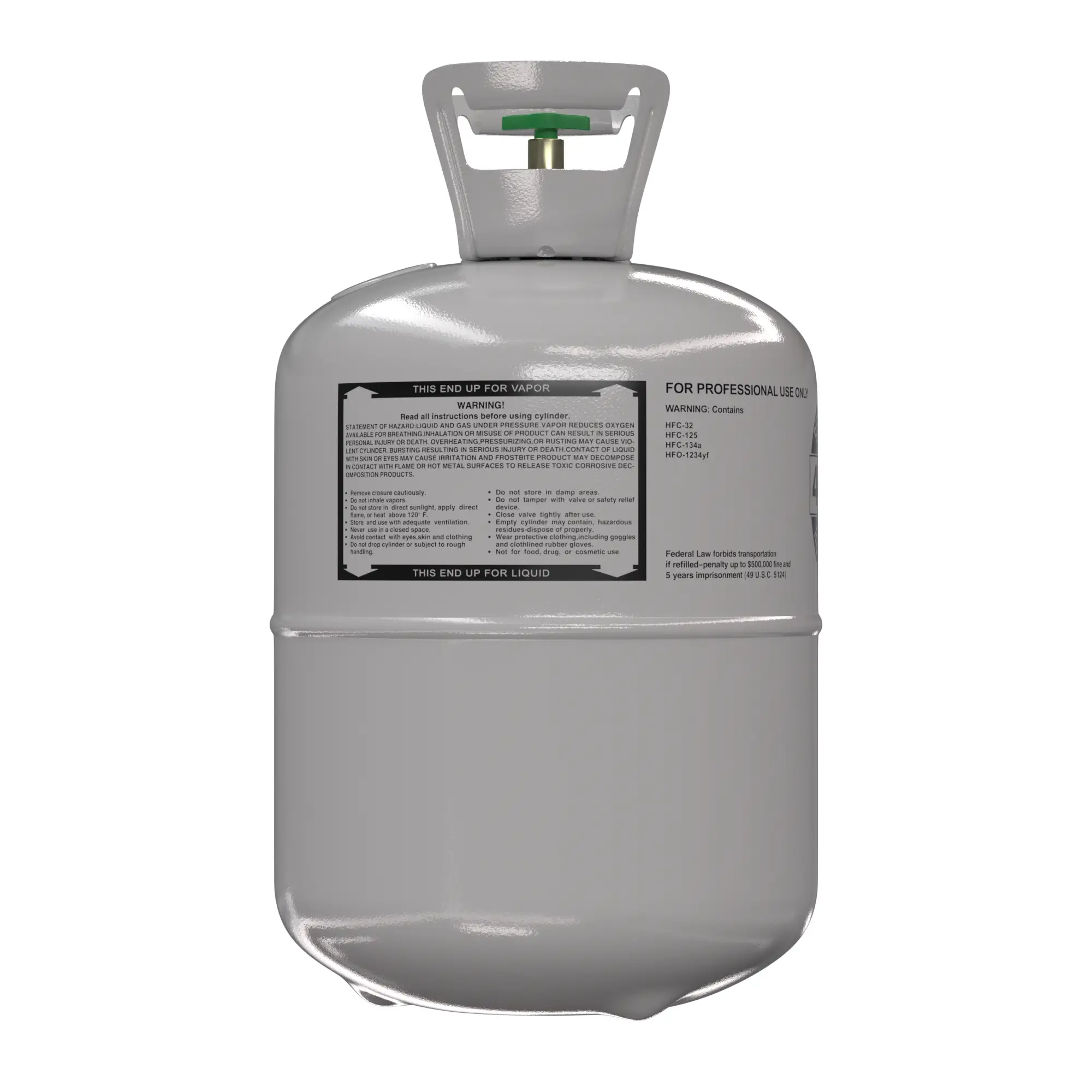 R449A 22 lb refrigerant cylinder rear handling and safety label