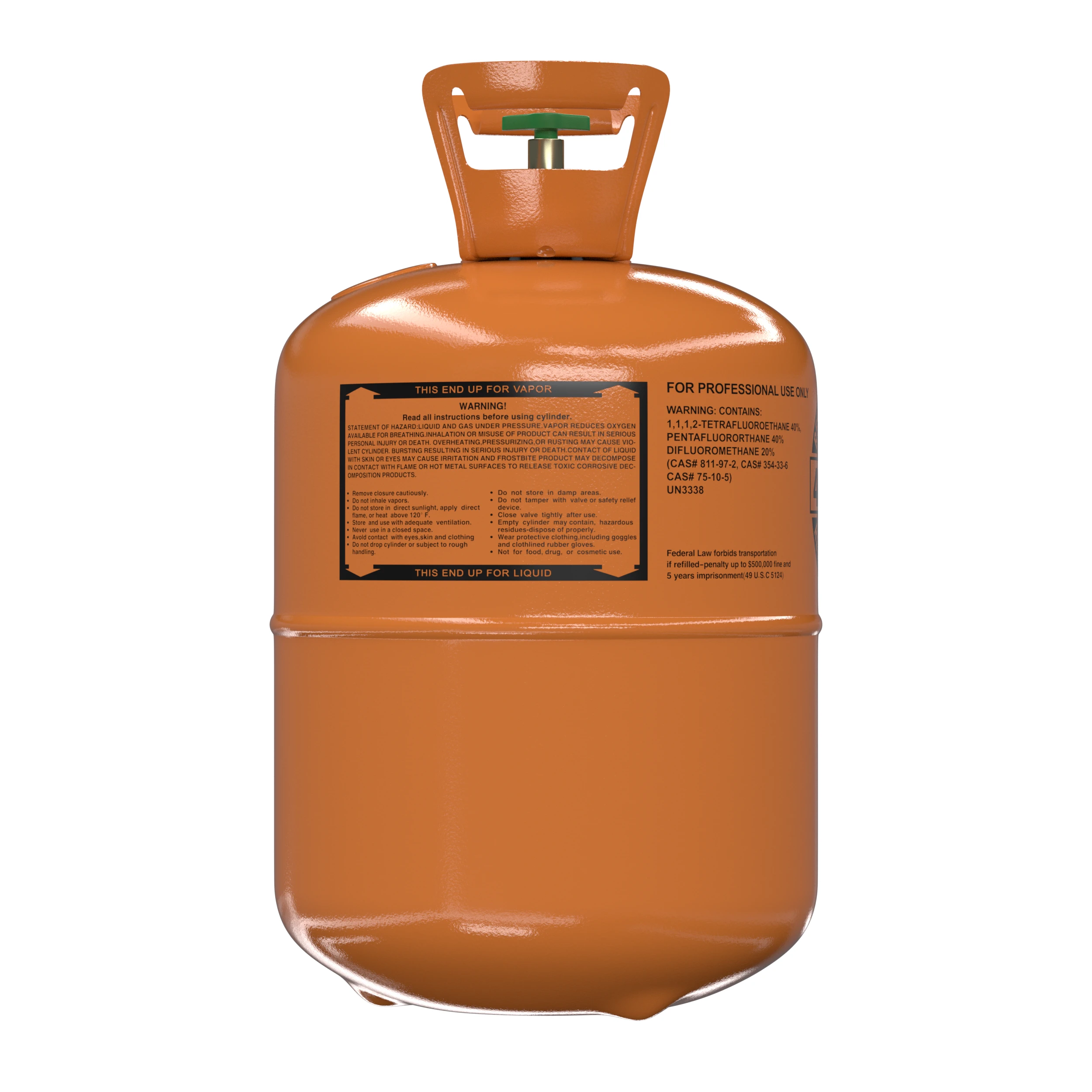 R407A 25 lb refrigerant cylinder rear handling and safety label