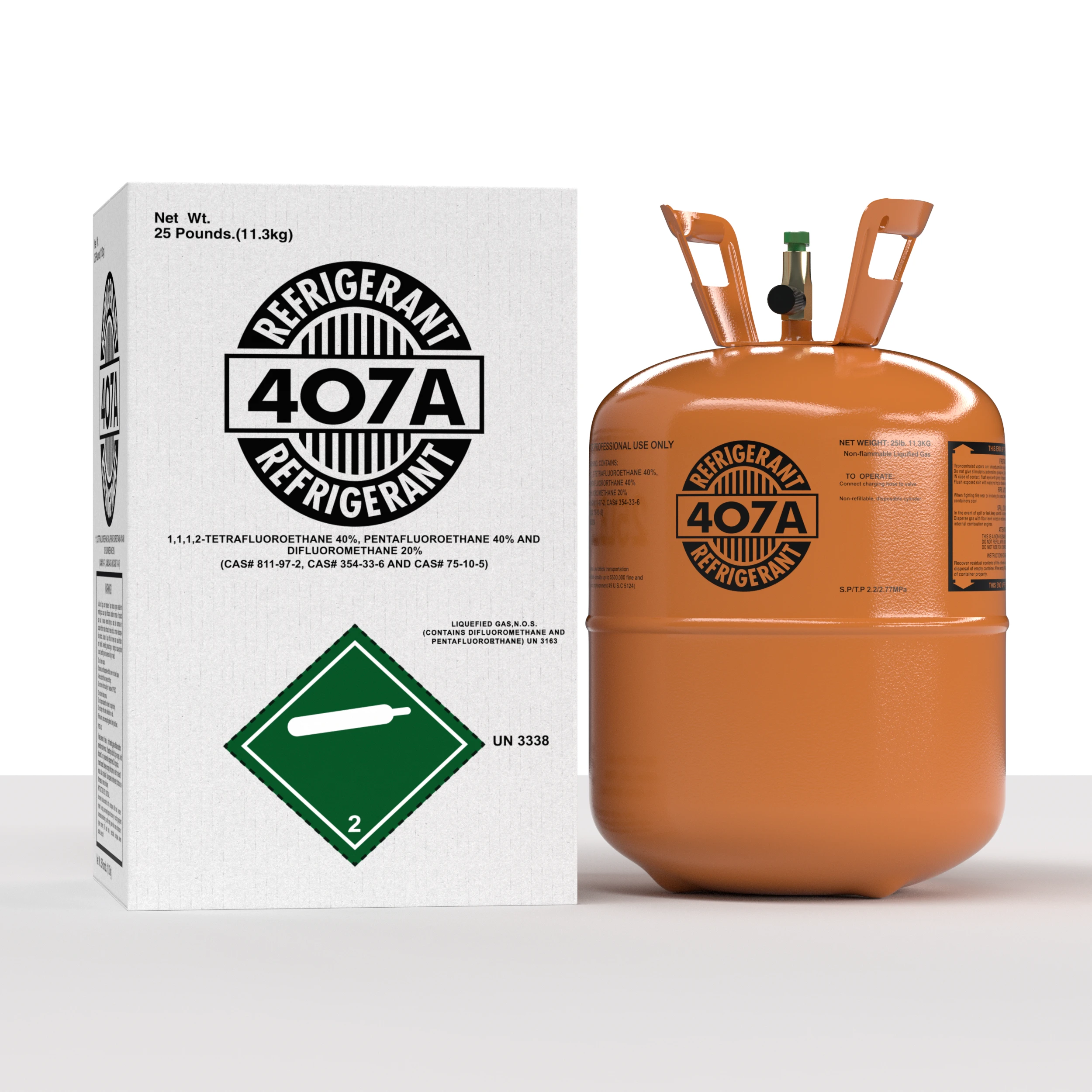 R407A 25 lb refrigerant cylinder with shipping carton