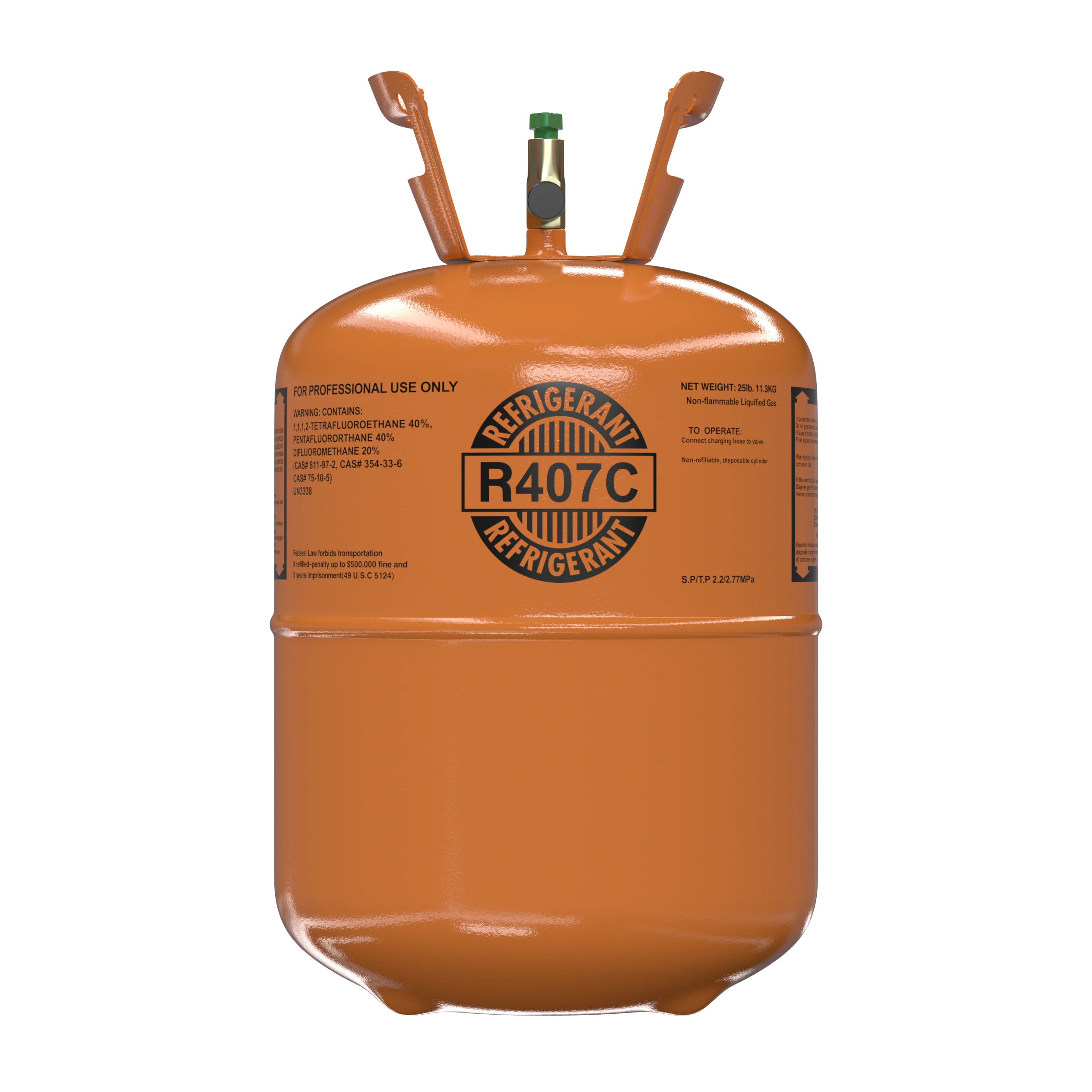 R407C 25 lb virgin refrigerant cylinder front view