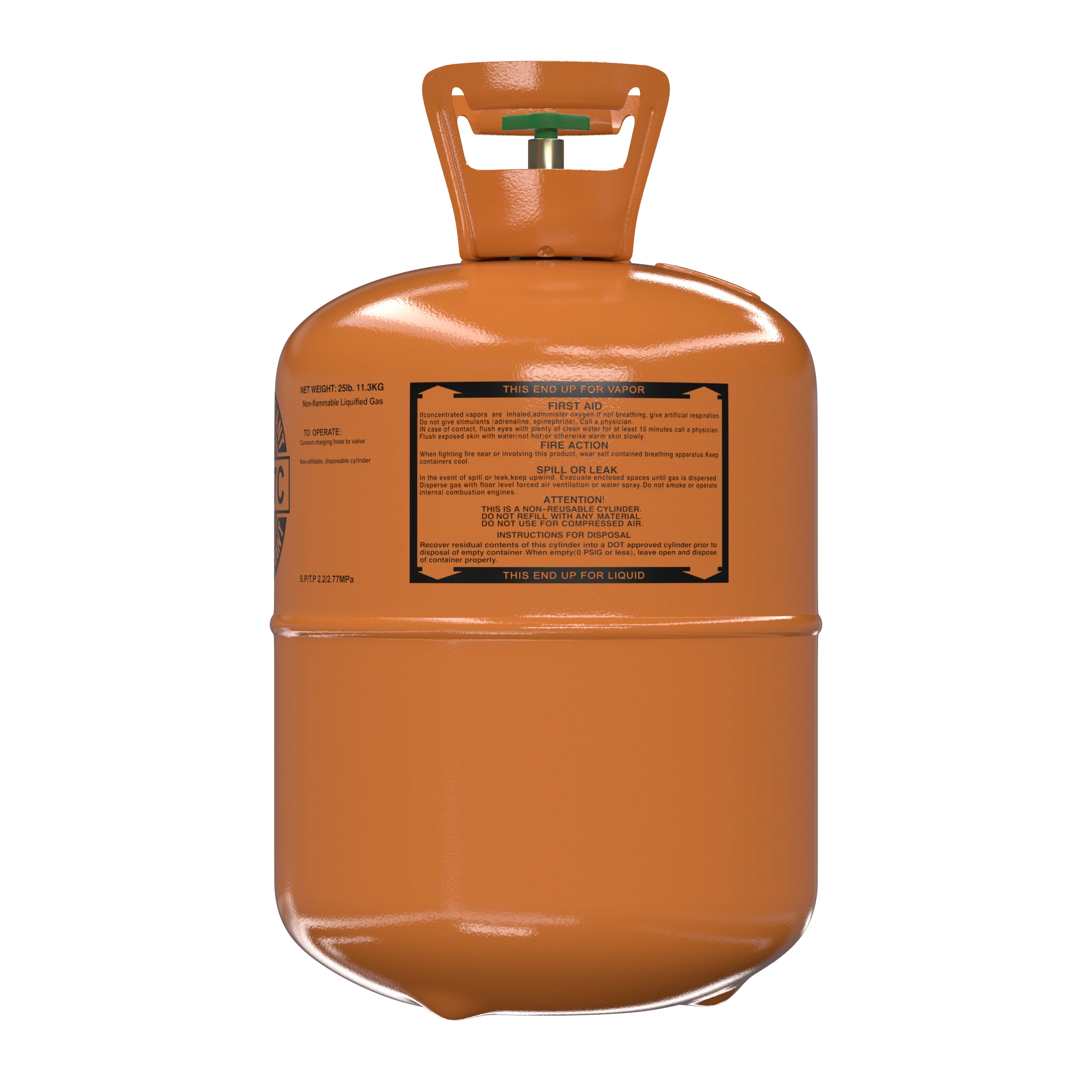 R407C 25 lb refrigerant cylinder rear handling and safety label