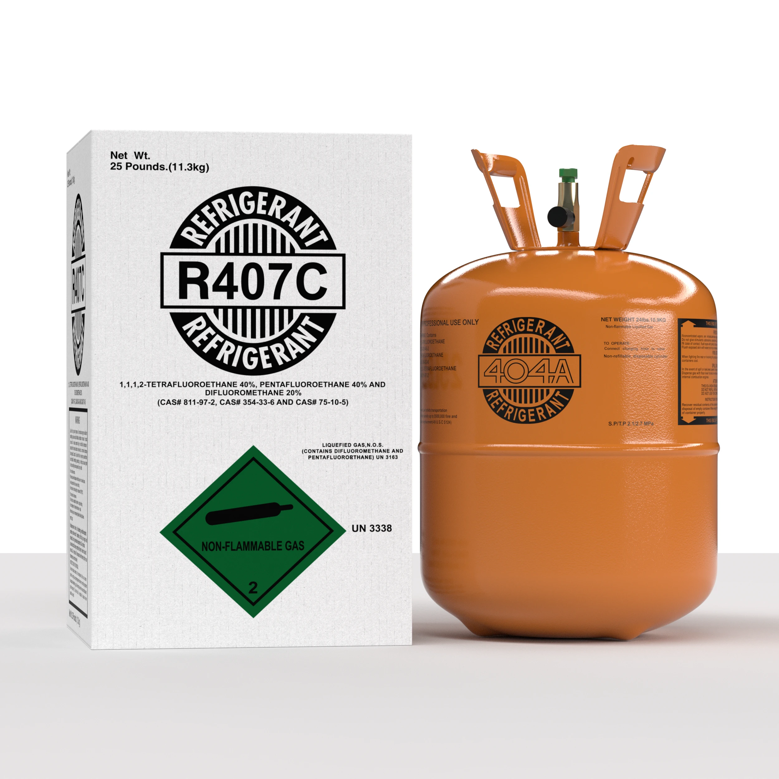 R407C 25 lb refrigerant cylinder with shipping carton