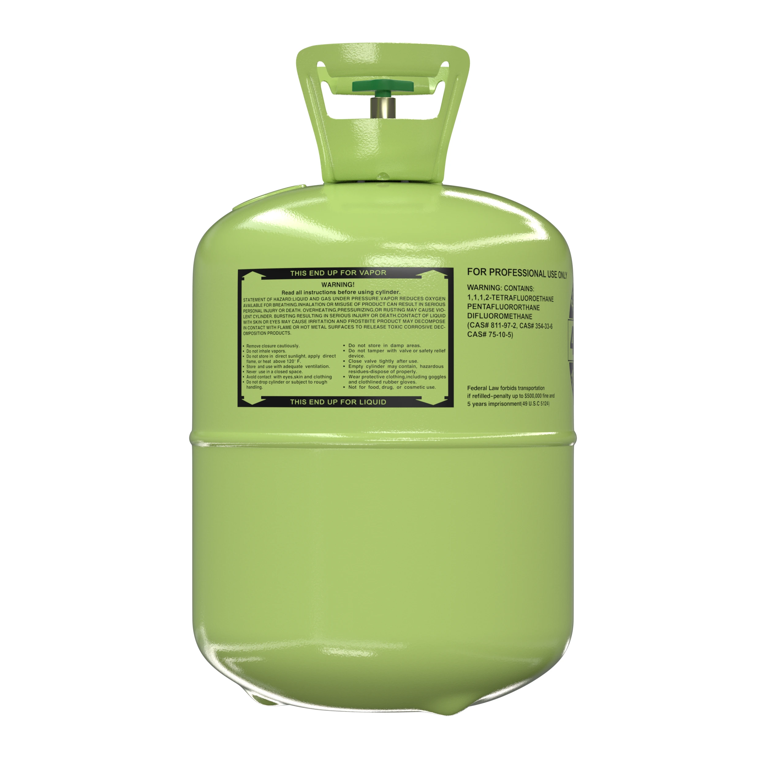 R407F 25 lb refrigerant cylinder rear handling and safety label