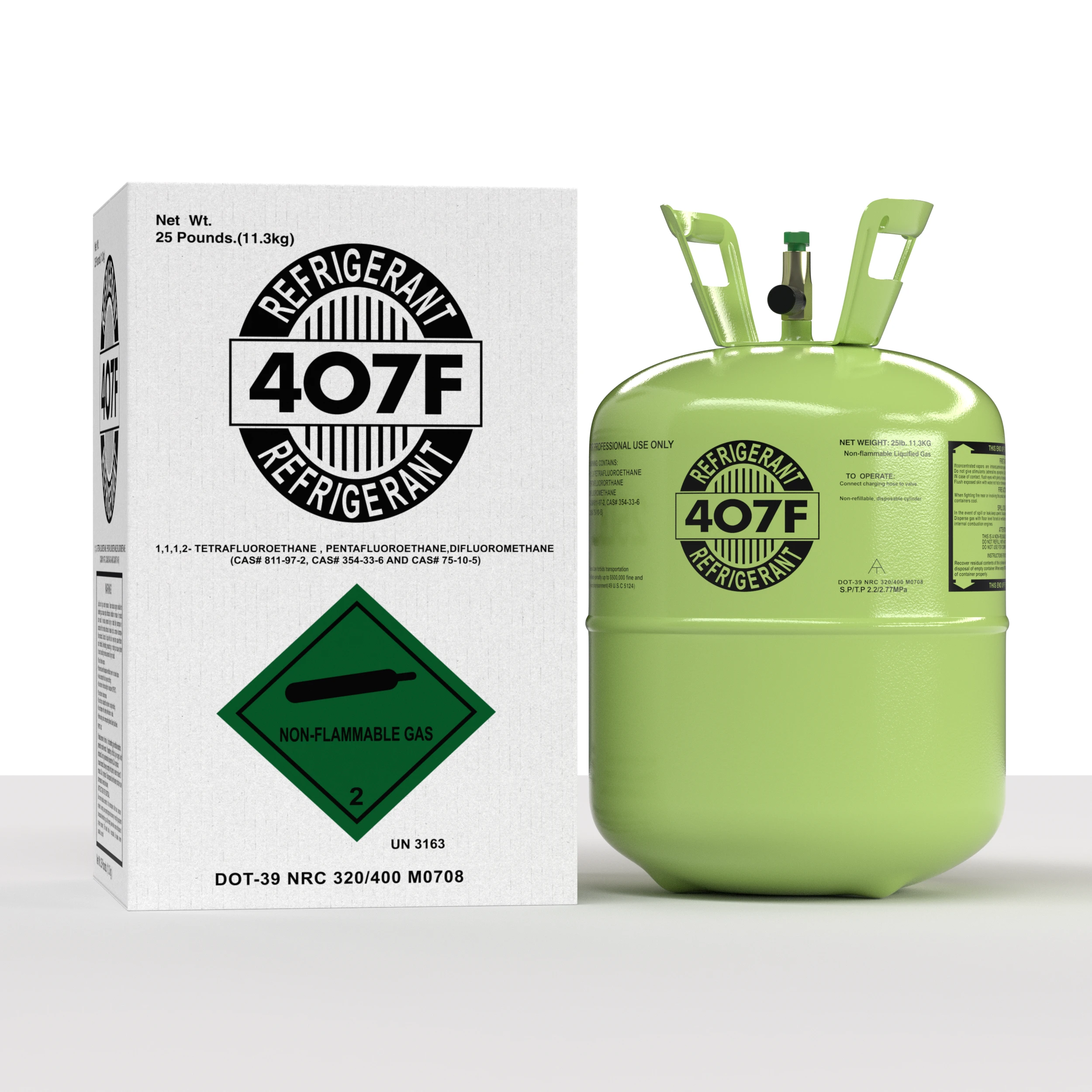 R407F 25 lb refrigerant cylinder with shipping carton